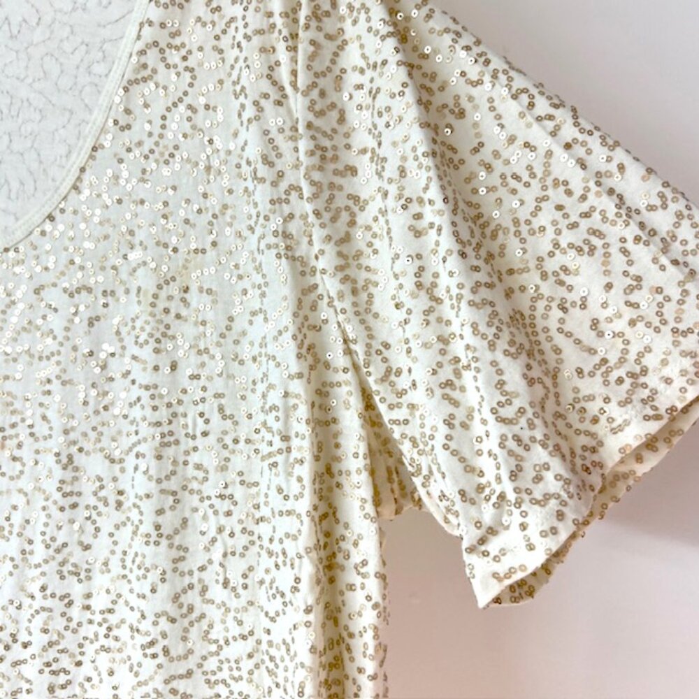 Avenue Womens Pullover Top with Gold Sequins, Short Sleeves, Size 26/28 - Picture 4 of 9